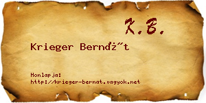 Krieger Bernát névjegykártya